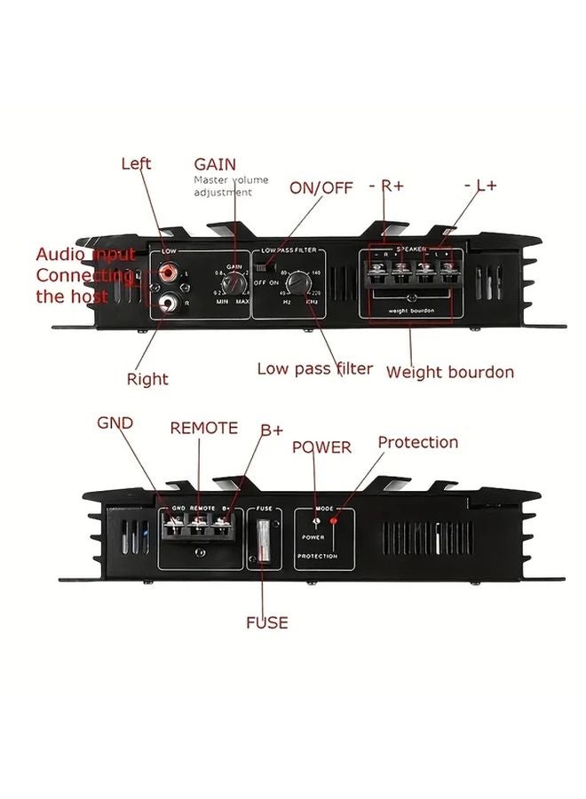 C236 3800W مكبر صوت عالي الطاقة للسيارة 2 قناة فئة AB مدمج للوفر - Image 3